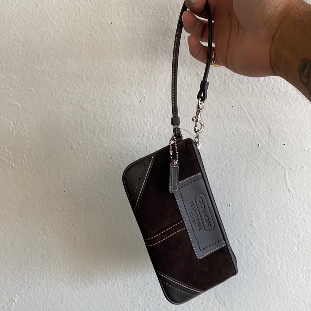 Chocolate brown coach wristlet